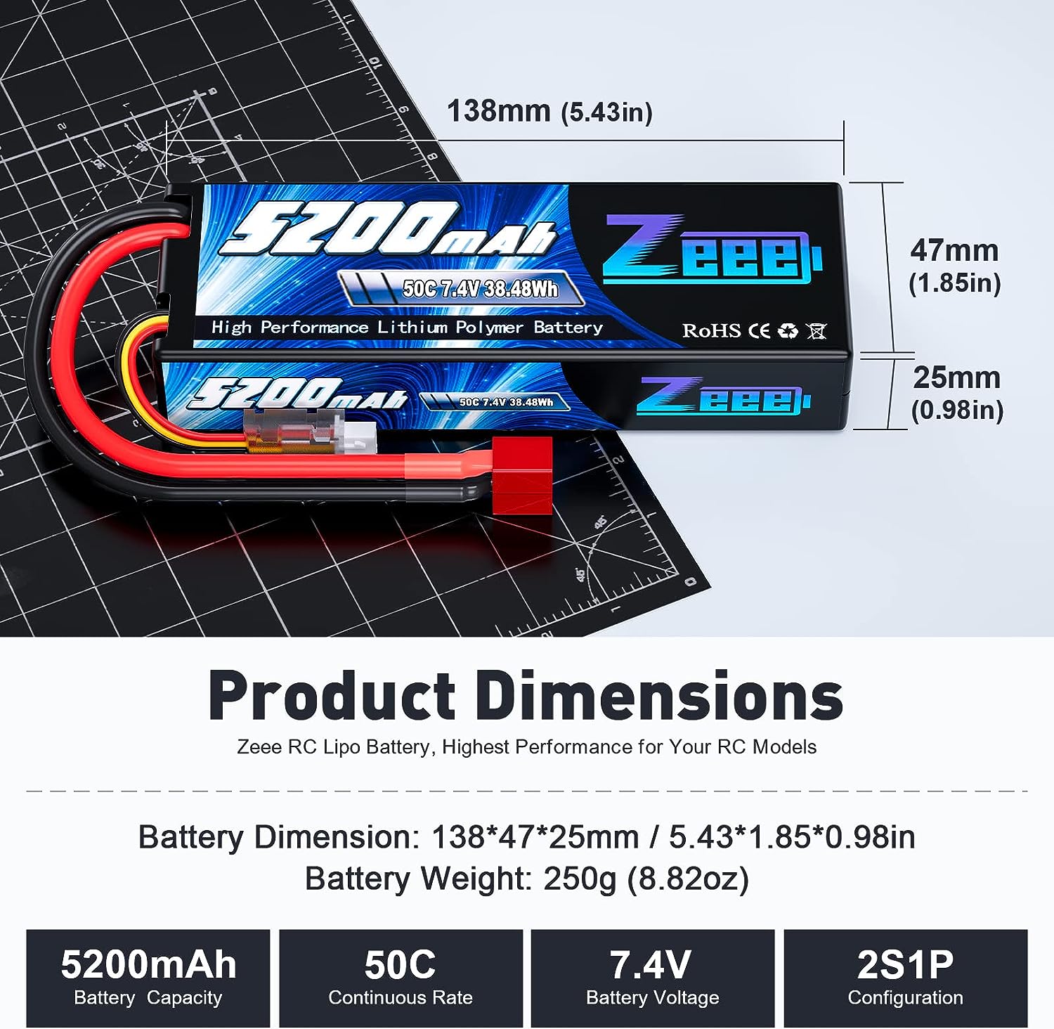 Zeee 5200mAh 2S RC Lipo Batter - Drone Power Distribution Board 评论和价格